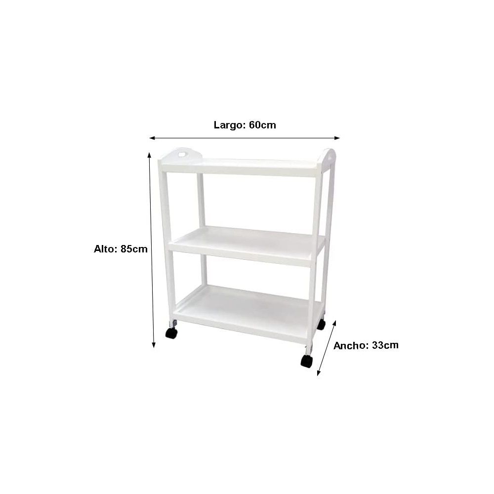 Camarera, Carro de Servicio con Ruedas Color Blanco 60x33x85 - ¡Perfecto para Tu Casa o Negocio!