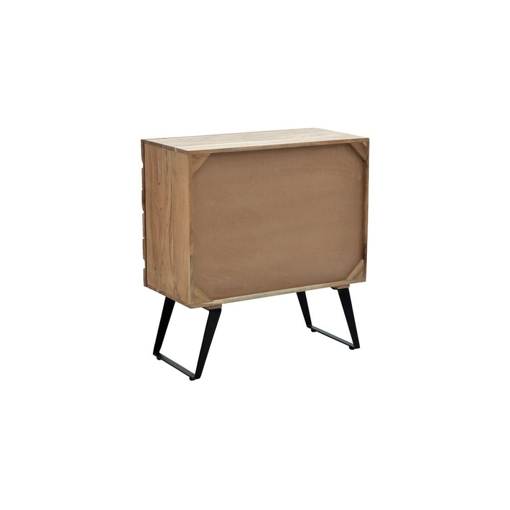 Cómoda de Madera Maciza Nogal-Negro con Patas Metálicas - 80x38x86.5 cm - Mueble de Almacenamiento Duradero para Dormitorio.
