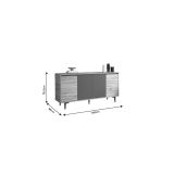 Aparador Moderno de 4 Puertas - Roble-Antracita - 160x40x78,5cm - Elegante Almacenamiento para Sala de Estar.