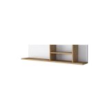 Mesa de Trabajo con Estantería y 2 Cajones, Color Blanco-Natural, 160x50x161.8 cm.
