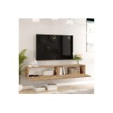 Mueble de TV de Pared moderno Color Roble con 2 Cajones - 180x31.6x29.6 cm.