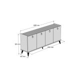Buffet de Melamina Nogal-Negro - 182x41x82,5cm - 4 Puertas y Múltiples Estantes.