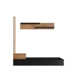 Mueble tv completo en Negro-Cambria, Fabricado en Melamina, 249,5x42x199,5cm - Moderno y Funcional.