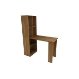 Mesa de Oficina con Librería-Escritorio en Melamina Color Nogal, 120x50x150cm - Diseño Versátil y Funcional