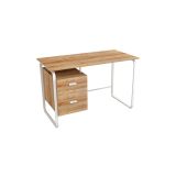 Mesa de Despacho con Cajones, Melamina Blanco-Natural, 120x75x75cm - Diseño Funcional
