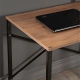(SALDO) Mesa de Ordenador Estilo Industrial Color Nogal y Negro 90x60x70 Cm