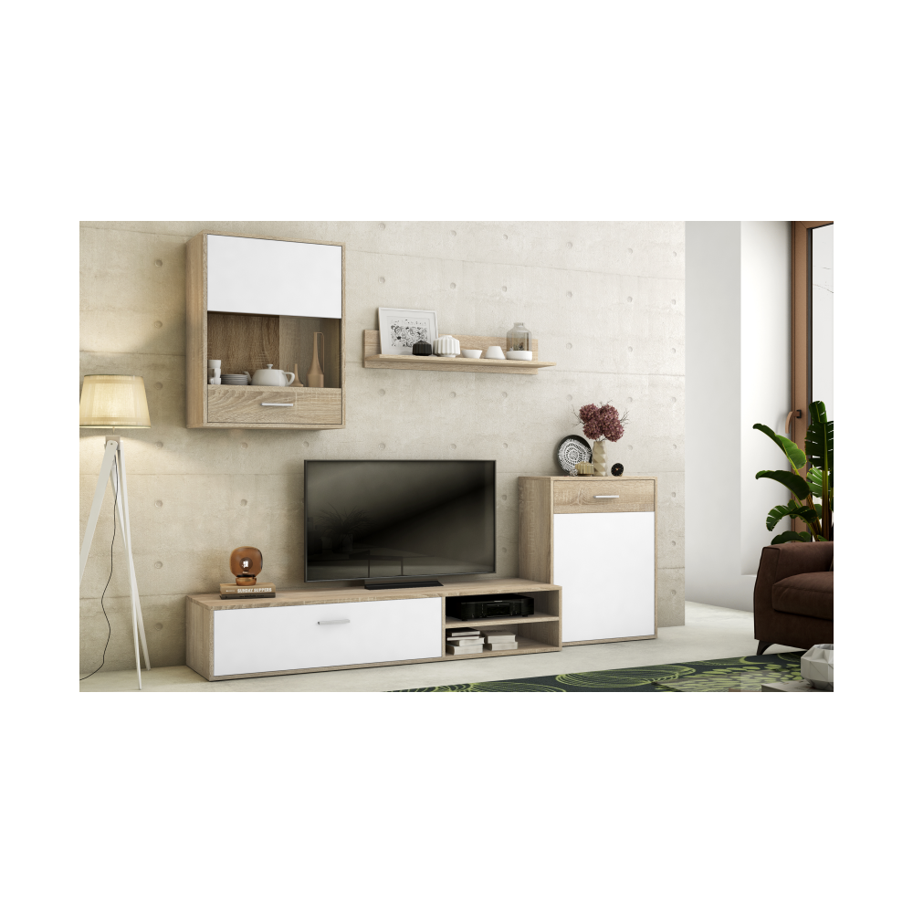 Meyvaser, Conjunto de muebles de salón 220 cm Color cambrian y blanco, muebles de salón.