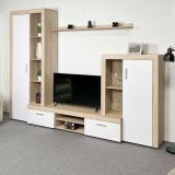Meyvaser Mueble de salón y TV Composición de salón grande 263 Cm Cambrian-Blanco en madera de gran calidad