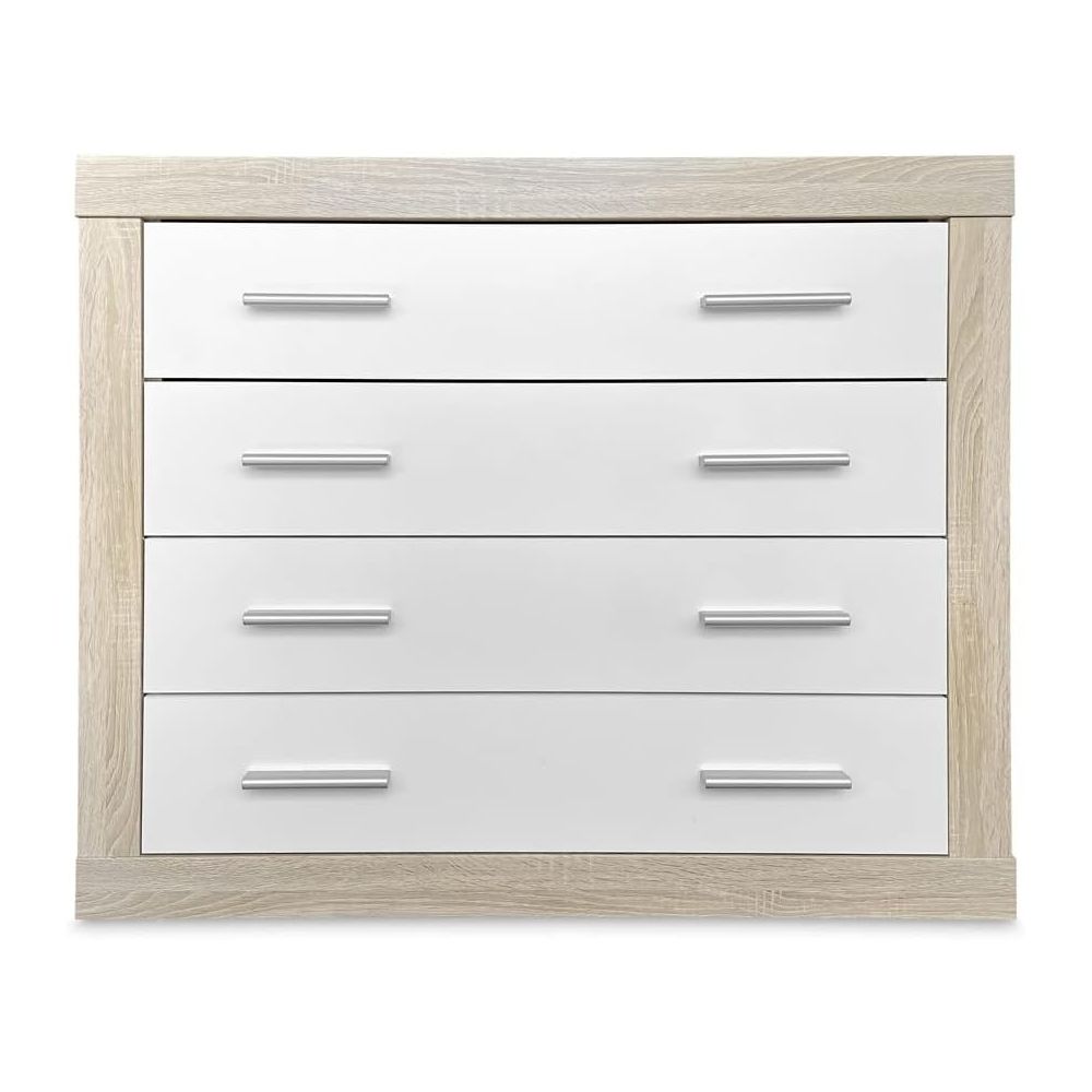 Meyvaser - Cómoda con 4 Cajones, Sinfonier, Color Cambria y Blanco, Medidas: 60 cm (An) x 81.5 cm (Al) x 39.5 cm (Fo)