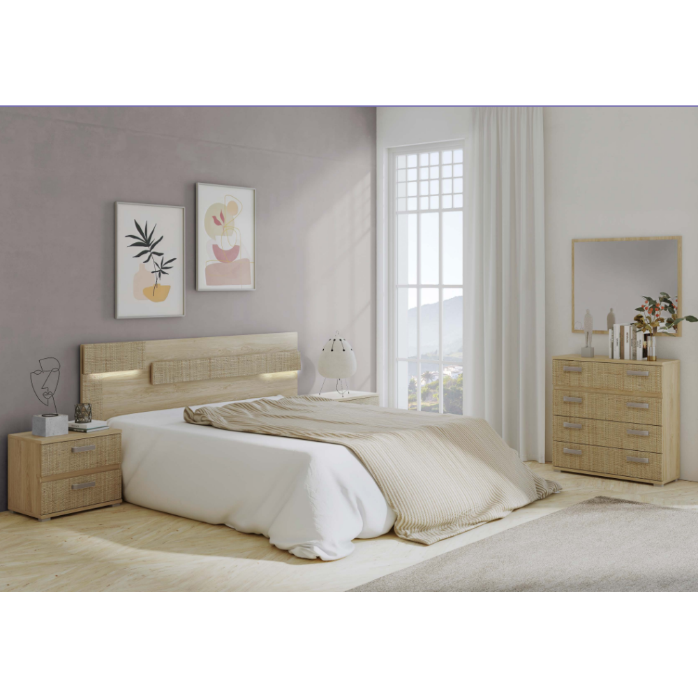 Cómoda 4 Cajones, Color Puccini - Textil, Medidas: 89 cm (Largo) x 89,6 cm (Alto) x 39,6 cm de (Fondo) - Meyvaser