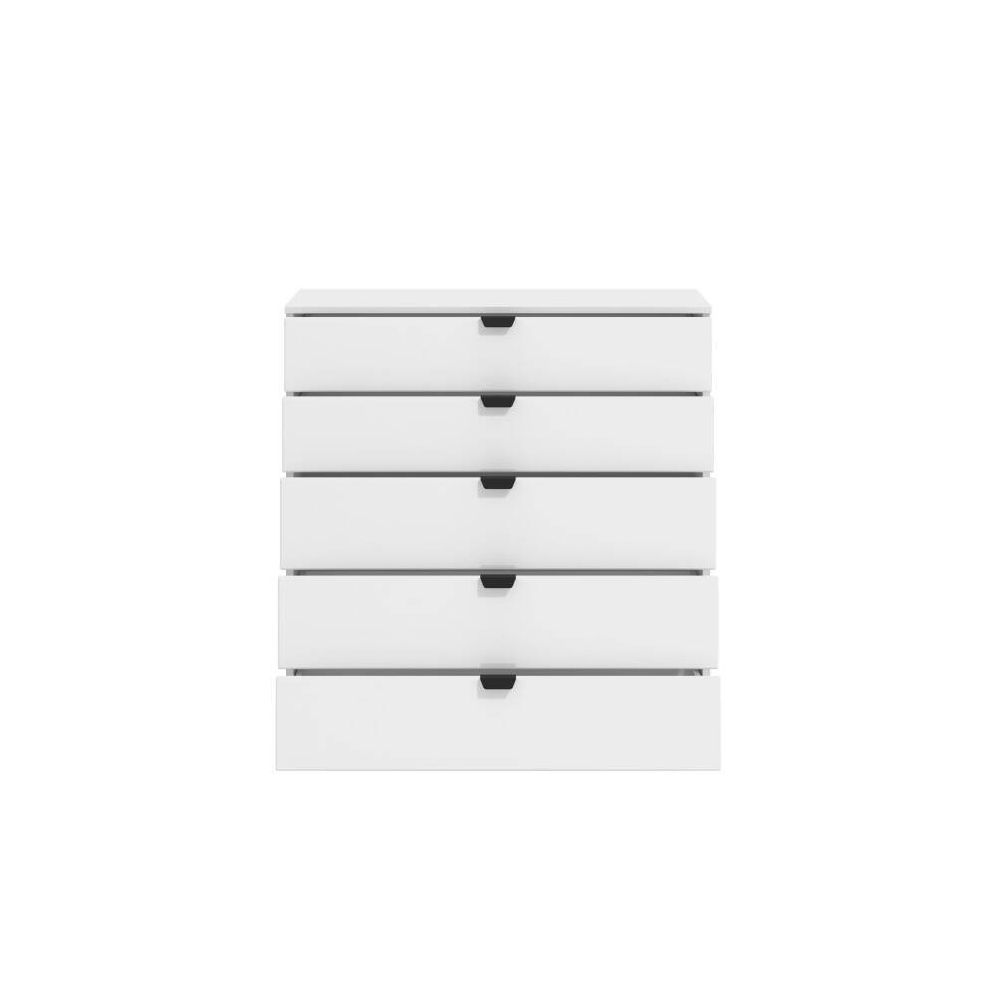 Cómoda de 5 Cajones para Dormitorio en Blanco, Gran Espacio Almacenamiento, Estilo Moderno, 90x40x95 cm