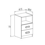Mesita de noche - Dormitorio o Mesa Auxiliar Salón, Natural y Blanco Veteado, 47.5 x 73 x 39.6 cm