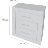 Mesita de Noche, Mesilla de Dormitorio, Acabado en Color Cambria y Blanco, Medidas: 50 cm (Lar) x 34,6 cm (Fon) x 60 cm (Al)