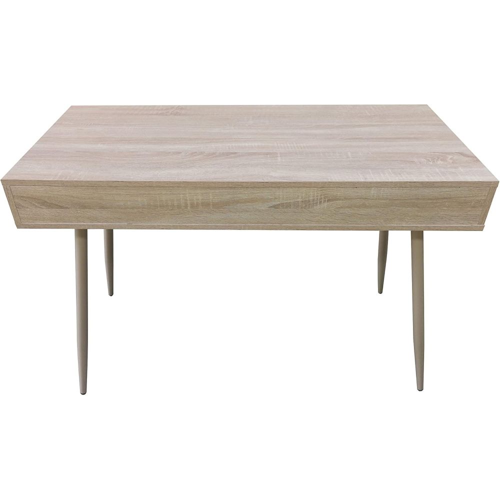 Mesa Escritorio Roble con 3 Cajones y Patas Estilo Escandinavo – Compacta y Funcional, 110x50x75 cm