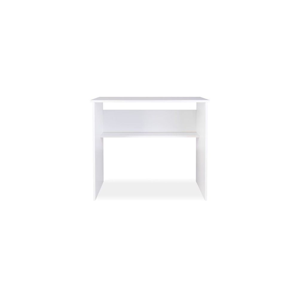 Mesa de Escritorio, Acabada en Blanco, Mesa para Pc con balda interior, Medidas: 90 cm (Ancho) x 49,5 cm (Fondo) x 77 cm (Alto)