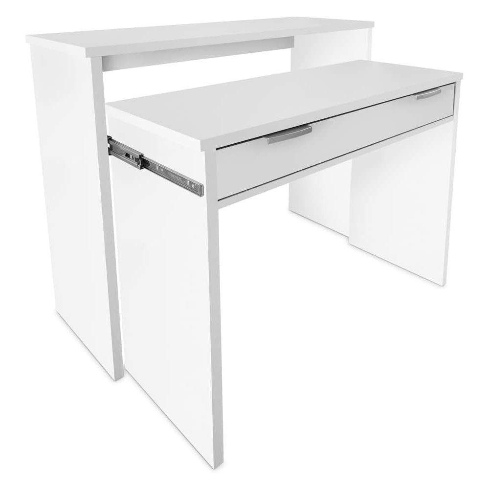 Mesa Escritorio Extensible, Consola Extensible,Color Blanco, Medidas: 90 cm (Largo) x 33-63,4 cm (Ancho) x 87,5 cm (Alto)