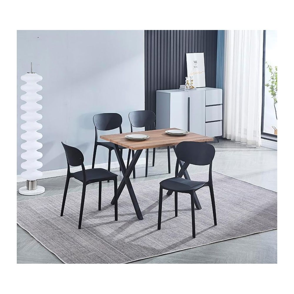 Pack 5 Sillas Cocina Color Negro de plastico Polipropileno, Silla de Comedor Medidas: 40 cm (Anc) x 55 cm (Lar) x 80 cm (Al)
