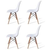 Pack 4 Sillas de Comedor, Sillas Cocinas, Acabado en Blanco y Madera, Medidas: 45 cm (Ancho) x 53 cm (Largo) x 83 cm (Alto)