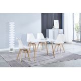 Juego de Comedor Estilo Nórdico: Mesa 100 cm + 4 Sillas Blancas 48 cm x 54 cm x 84 cm – Ideal para Decorar tu Hogar o Café
