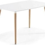Juego de Comedor Estilo Nórdico: Mesa 100 cm + 4 Sillas Blancas 48 cm x 54 cm x 84 cm – Ideal para Decorar tu Hogar o Café