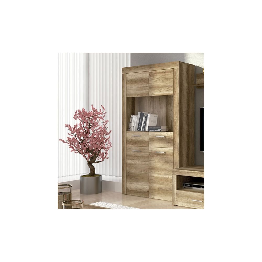 Mueble de Comedor, Mueble Salón, Acabado en Color Cañón, Medidas: 235 cm (Ancho) x 177 cm (Alto) x 41,4 cm (Fondo)