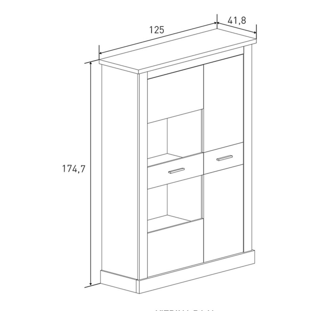 Mueble de Comedor, Mueble Salón, Acabado en Blanco y Cambria, Medidas: 326 cm (Ancho) x 174,7 cm (Alto) x 41,8 cm (Fondo)
