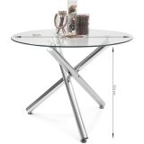 Mesa de Comedor Redonda | Tapa de Cristal y Pata Cromada | Diámetro 110 cm.