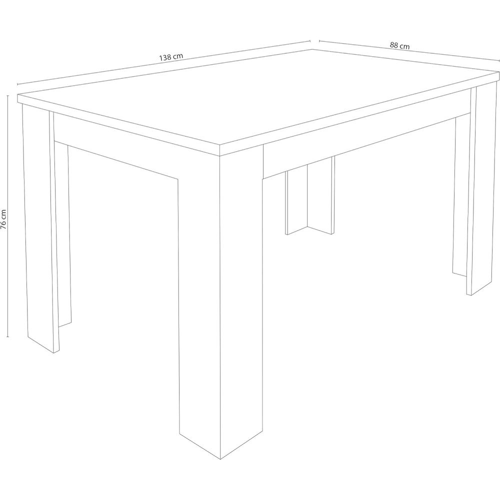 Mesa de Comedor Extensible, Mesa Salón, Robusta, Cambria, 138-198 cm (Largo) x 88 cm (Ancho) x 76 cm (Alto)