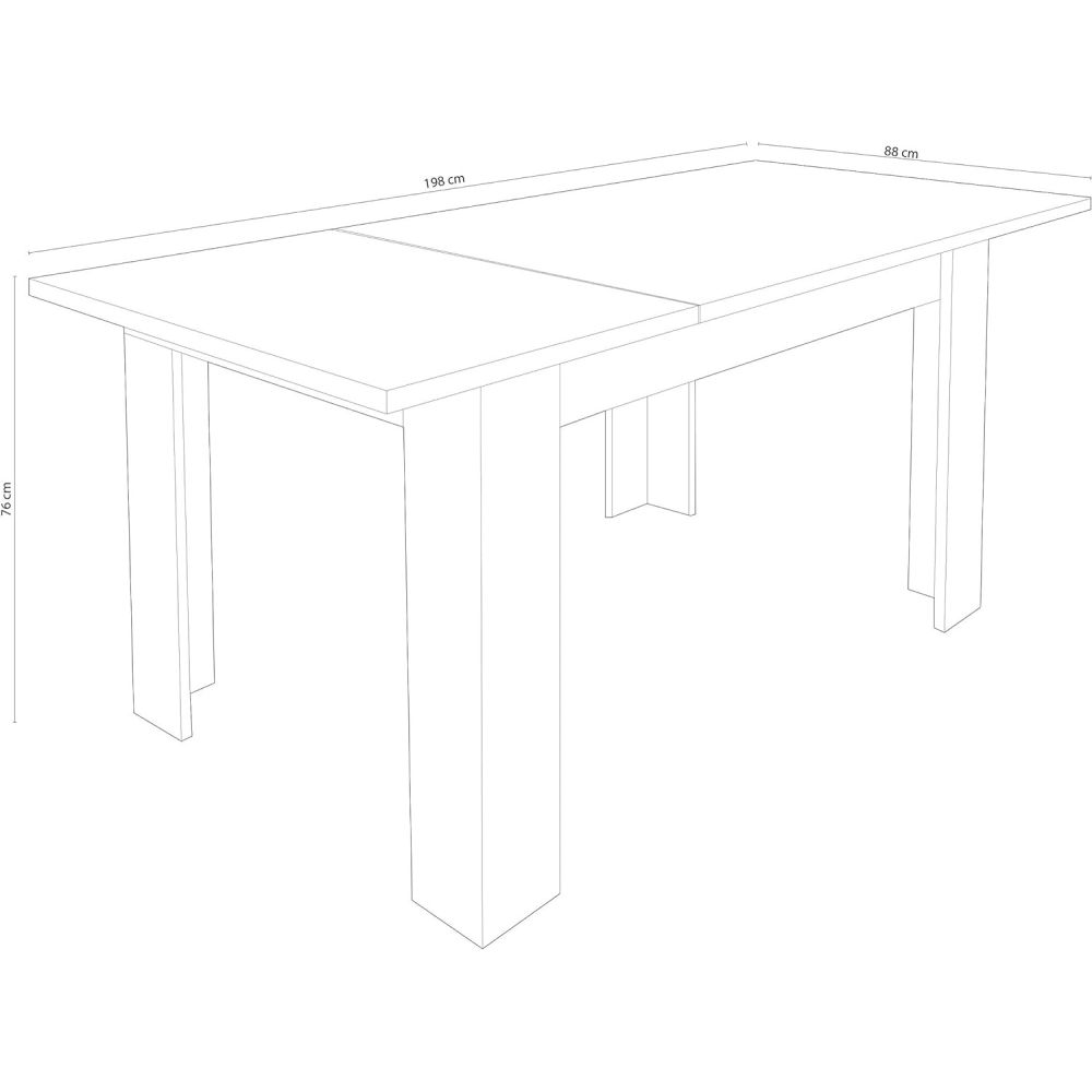 Mesa de Comedor Extensible, Mesa Salón, Robusta, Color Cañón, 138-198 cm (Largo) x 88 cm (Ancho) x 76 cm (Alto)