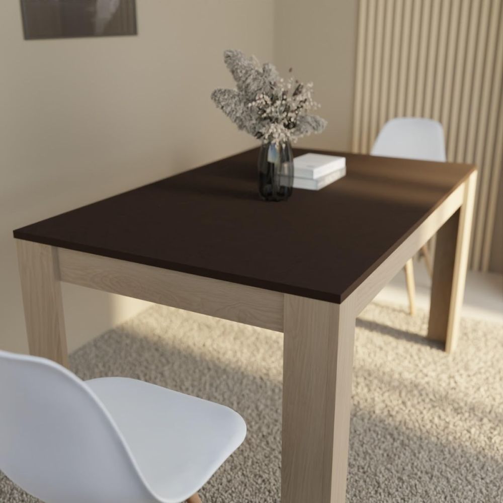 Mesa de Comedor, Mesa de Salón Fija, Color Roble - Grafito, Medidas: 140 cm (Largo) x 80 cm (Ancho) x 75 cm (Alto)