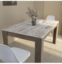 Mesa de Comedor, Mesa de Salón Fija, Color Trufa y Cañon, Medidas: 140 cm (Largo) x 80 cm (Ancho) x 75 cm (Alto)