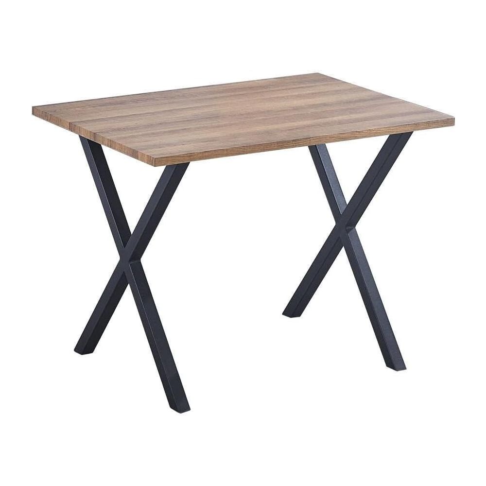 Mesa Comedor Madera, Patas metálicas Negras, Mesa Rectangular, Medidas 100 cm (Largo) x 70 cm (Ancho) 76 cm (Alto)