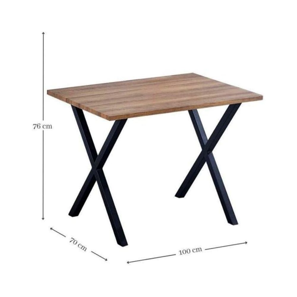 Mesa Comedor Madera, Patas metálicas Negras, Mesa Rectangular, Medidas 100 cm (Largo) x 70 cm (Ancho) 76 cm (Alto)
