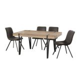 Mesa de Comedor o Cocina, MDF con Acabado Laminado Color Canyon | Patas Metálicas Negras | Medidas: 150 x 90 x 75 cm