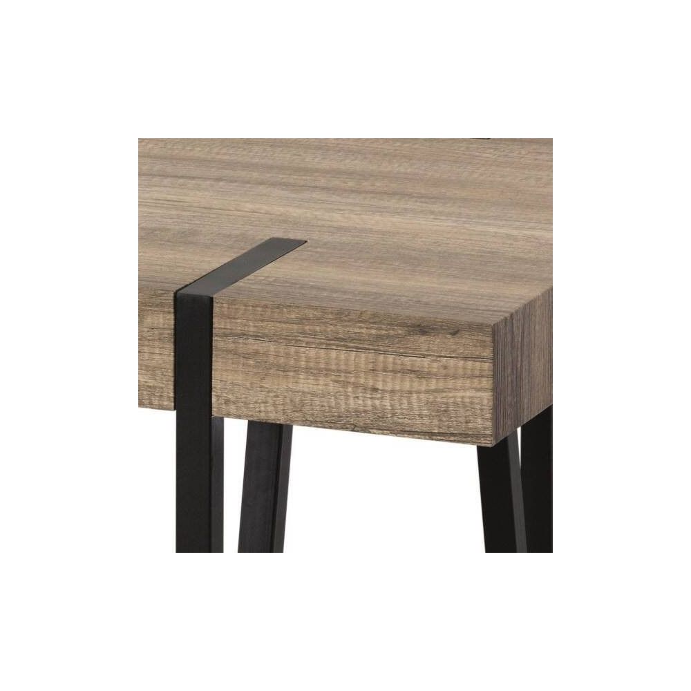 Mesa de Comedor o Cocina, MDF con Acabado Laminado Color Canyon | Patas Metálicas Negras | Medidas: 150 x 90 x 75 cm
