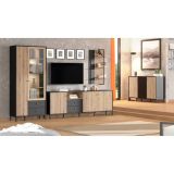 Aparador de Estilo Artisan Negro con 2 Puertas y 4 Cajones - Medidas 157x40x92,5 cm