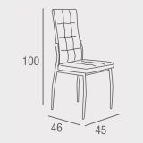 6 Sillas Tapizadas en Tela Gris con Asiento y Respaldo Acolchados, Patas Cromadas - Medidas 45x46x100 cm
