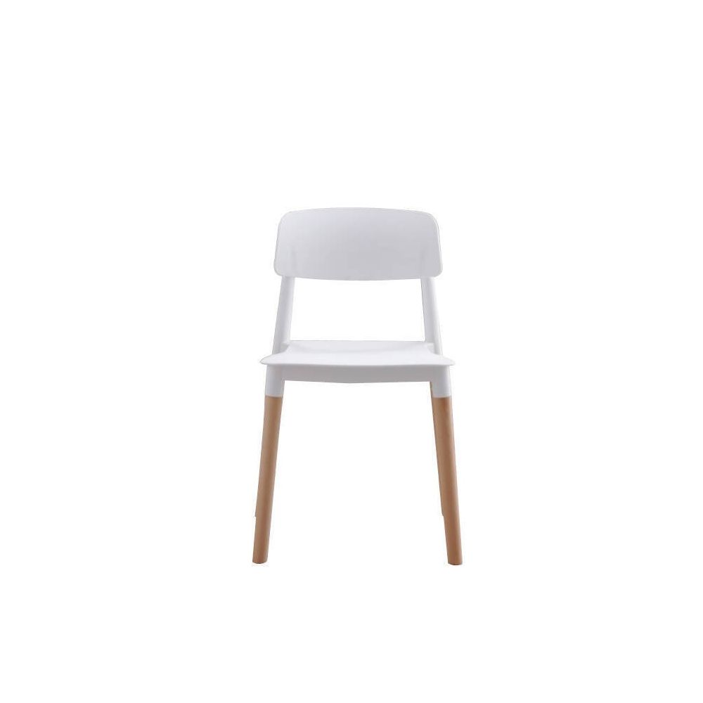Pack de 4 Sillas Blancas con Patas de Madera de Haya, Asiento de Polipropileno,  Altura de 45 cm, Medidas Totales 42.5x48x76 cm