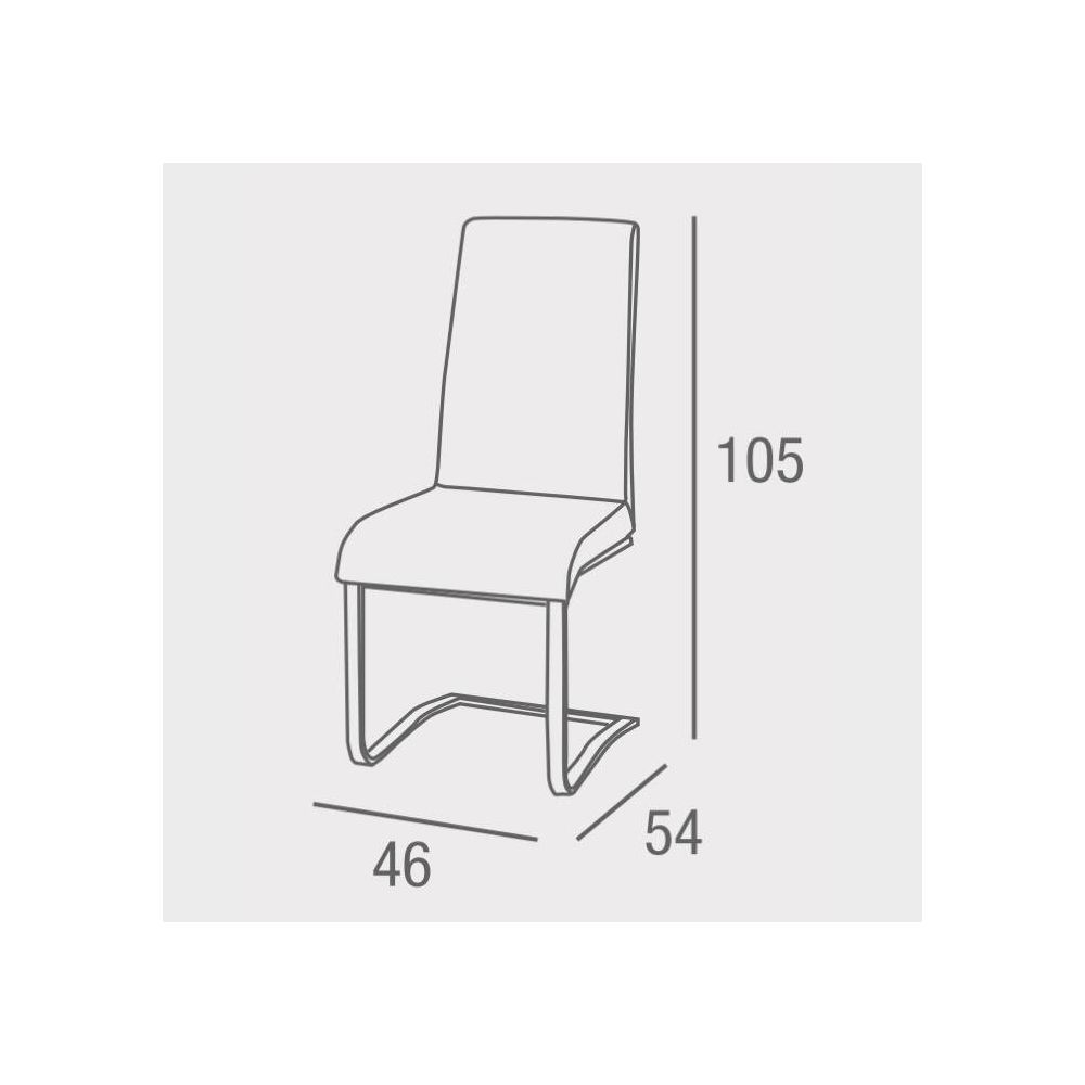 Pack de 4 Sillas Tapizadas en Símil Piel Negra con Pata de Tubo Ovalado en Acabado Cromo, Medidas 46x54x110 cm