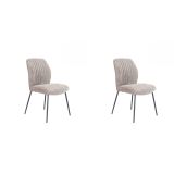 Pack de 2 Sillas Tapizadas en Tela Piedra con Patas en Acabado Negro, Asiento y Respaldo Ergonómicos, Medidas 61x47x89 cm