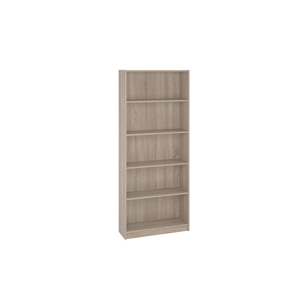 Estantería Alta Salón, Librería, Color Roble, Medidas: 180 cm (Alto) x 75 cm (Ancho) x 25 cm (Fondo)