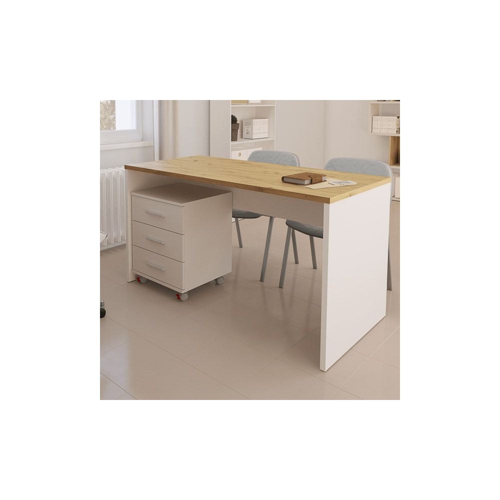 Cajoneras Para escritorio con ruedas 3 Cajones color blanco 58 x 45 x 44 Cm (alto x ancho x fondo)