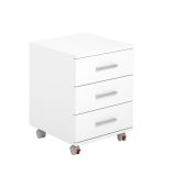 Cajoneras Para escritorio con ruedas 3 Cajones color blanco 58 x 45 x 44 Cm (alto x ancho x fondo)