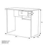 Mesa de Escritorio y Trabajo en Color Blanco, 90x50x74cm - Con Cajón y Estante para Oficina o Estudio