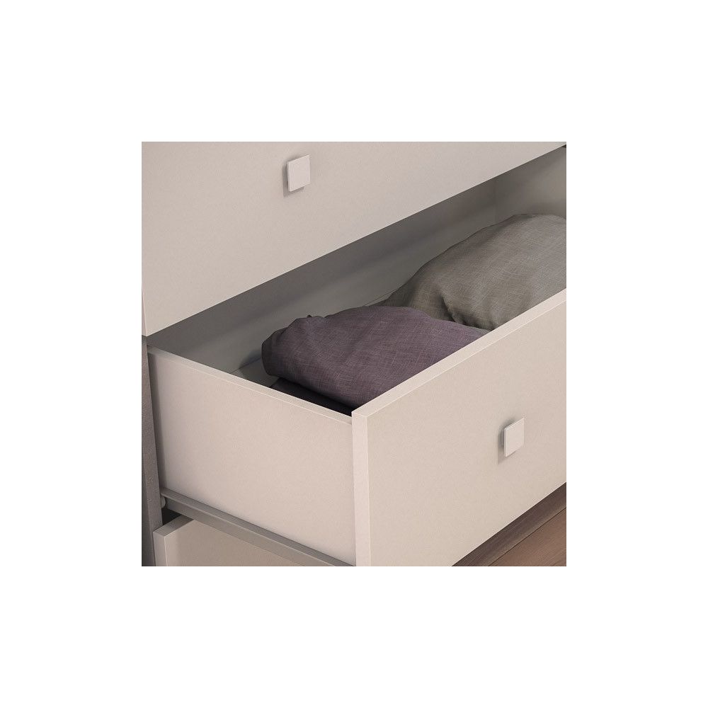 Cómoda con 3 Cajones, para Dormitorio, Acabado en Color Cemento Blanco, Medidas: 80 cm (Ancho) x 70 cm (Alto) x 48 cm (Fondo)