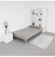 Sofá Cama 3 Plazas de Diseño Moderno con Cojines Decorativos, Estructura de Madera, Color Gris Cemento, 188x88x88 cm