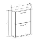 Zapatero con 2 Puertas, Mueble para Zapatos Estrecho en Color Mauvella, Medidas: 73 cm (Al) x 54 cm (Anc) x 18 cm (Fon)