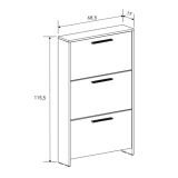 Zapatero con 3 Puertas, Mueble para Zapatos Estrecho en Color Beige, Medidas: 115 cm (Alto) x 68,5 cm (Ancho) x 17 cm (Fondo)