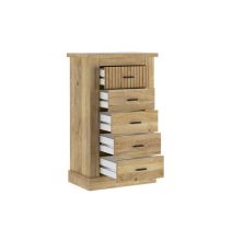 Sinfonier 5 Cajones, Cómoda Dormitorio, Acabado en Mauvella Rayas / 66 cm (Largo) x 107 cm (Alto) x 39,6 cm de (Fondo)