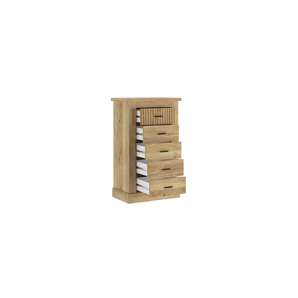 Sinfonier 5 Cajones, Cómoda Dormitorio, Acabado en Mauvella Rayas / 66 cm (Largo) x 107 cm (Alto) x 39,6 cm de (Fondo)